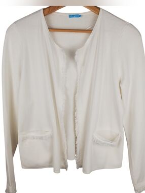 J. McLaughlin White Fringe Knit Cardigan (Size M) . #249